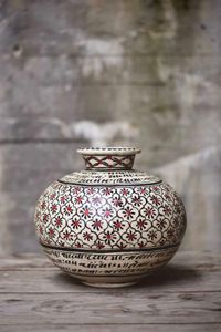 Hovedbilde H&aring;ndmalt Potte I Metall D:30/H:28cm