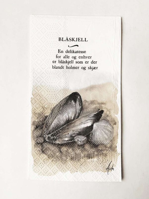 Serviett Buffet «Blåskjell» Akvarell
