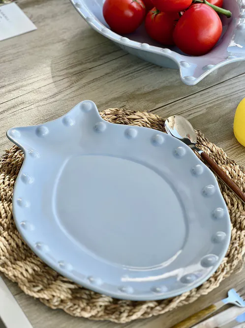 Hovedbilde Fiskeservise Middagstallerken. Lyseblå